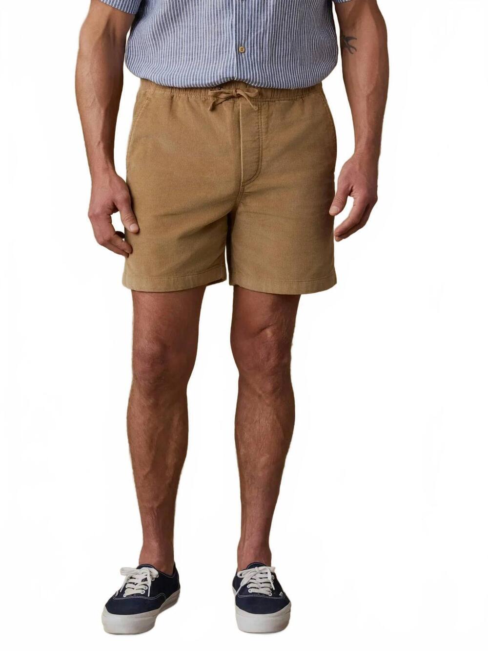 NEW FAHERTY essential corduroy short in dark sand